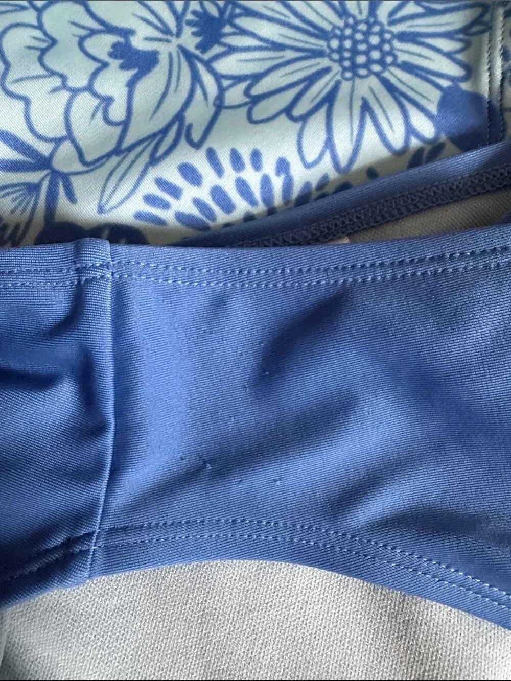 art class Blue Floral Long-Sleeve Wrap Swim Top with Solid Blue Bottoms 10/12